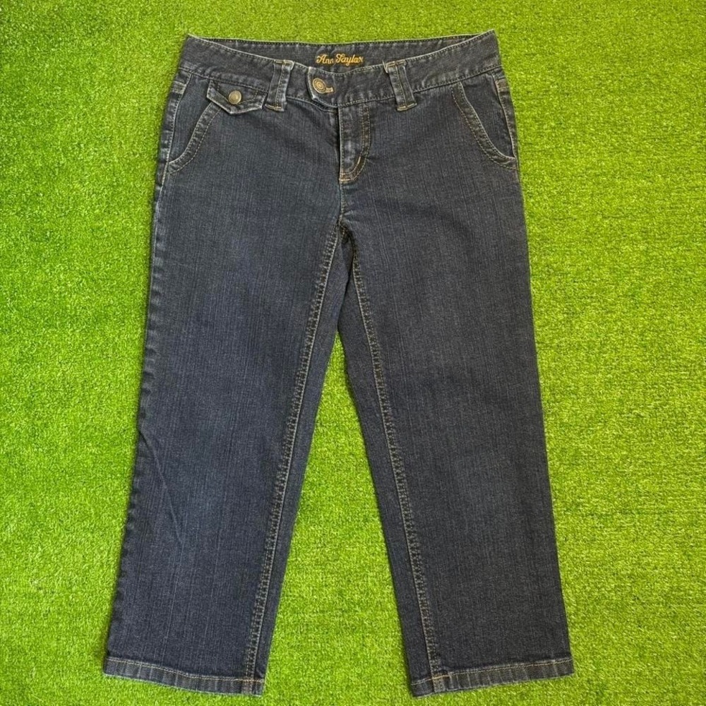 Ann Taylor Size 4 Y2K Modern Fit Lindsay Waist Denim Capri Low Rise Dark Wash